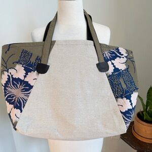 Large Canvas Beach Tote Floral Resort Pool Bag